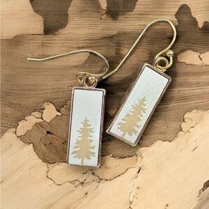 Wood Tree Pendant Earrings